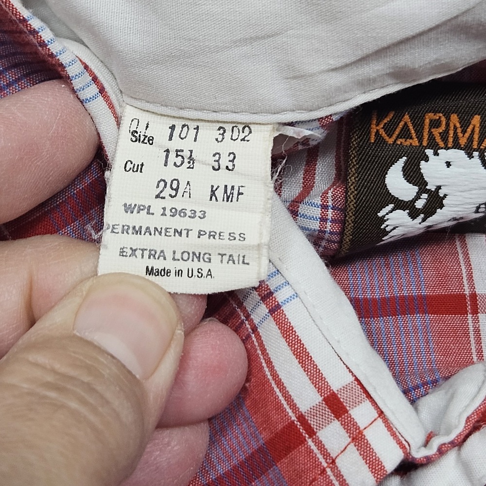 VINTAGE Karman Western Pearl Snap Shirt Small Ranch Wear Lightweight Rodeo - Picture 3 of 9